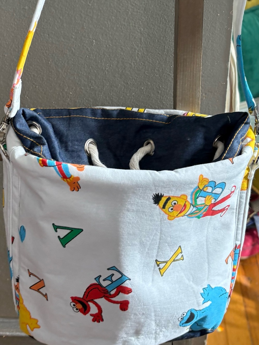 Custom made with vintage Kids Sesame Street Character Crossbody